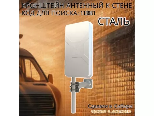 Кронштейн усиленный для мачт, вылет 0,3м "ВЫННОС-300GR-V2-113981" серый с 1отв.25мм для гофры, 51мм