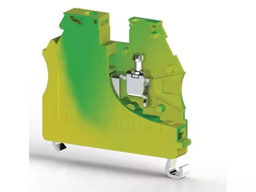 Клеммник на DIN-рейку 2,5мм.кв. (земля,жёлто-зелёный) AVK2,5/4T,арт.334120