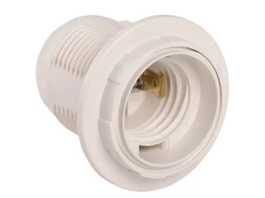 Патрон Е27 с кольцом, термостойкий пластик, белый, UNIVersal