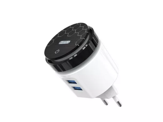 Зарядное устройство с 2-мя USB  EZRA HC28 ЗУ с 2хUSB разъёмами и подсветкой комнаты (5В, 2400mA)
