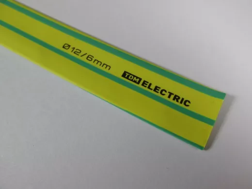 Термоусадка TDM ТУТнг 12/6 желто-зеленая 1м SQ0518-0224