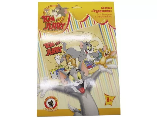 Картина для выжигания и раскрашивания "Том и Джерри.Художник"/03558