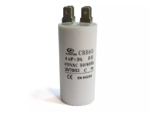 Конденсаторы пусковые     4,0mf x 450 VAC   CBB-60 клеммы  +-5%/50Hz(60Hz)