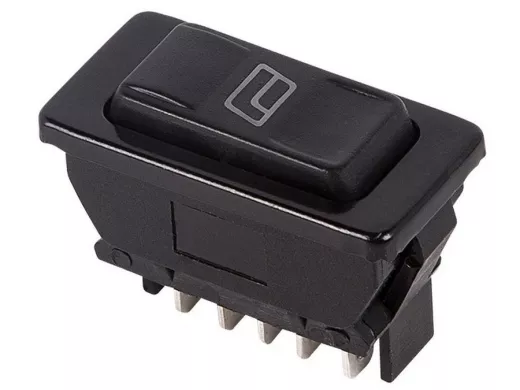 Выключатель (стеклоподъемника) клавишный 12V 20А (5с) (ON)-OFF-(ON)  черный с подсветкой  REXANT