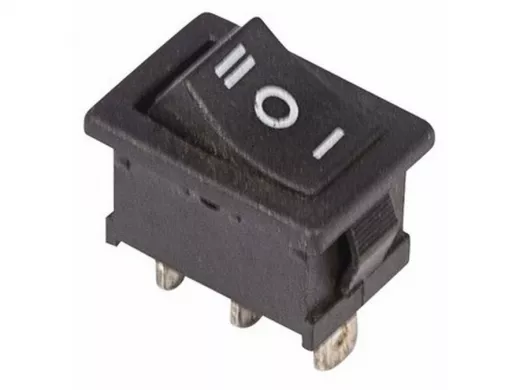 Выключатель клавишный 250V 6А (3с) ON-OFF-ON черный  с нейтралью  Mini  REXANT