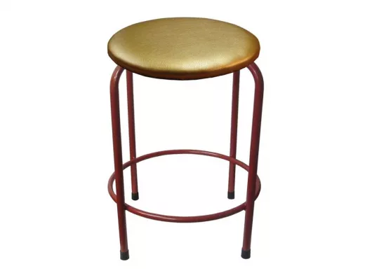 Табурет с подставкой для ног и полкой "TABURETTO-20331" круглое сиденье, красный, золотис., экокожа