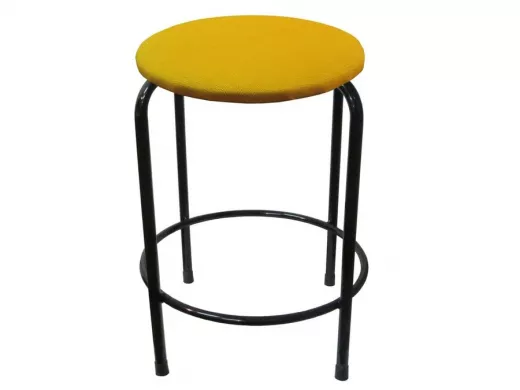 Табурет с подставкой для ног и полкой "TABURETTO-20332" круглое сиденье, чёрные, жёлтый, ткань
