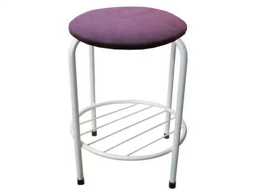 Табурет с подставкой для ног и полкой "TABURETTO-20481" круглое сиденье, белый, фиолетовый, ткань
