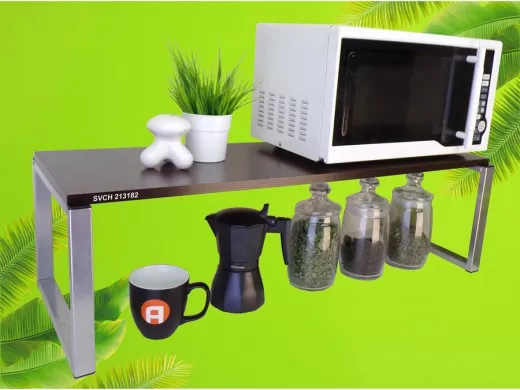 Подставка на стол для микроволновой печи, высота 27см, сереб "SVCH 213182" полка 90х30см, венге