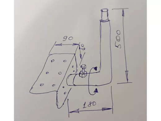 Кронштейн антенный на торец крыши, поворотный, вверх 50 см, 9х15см, обжат "ТОРЕЦКРЕП-217491" серый