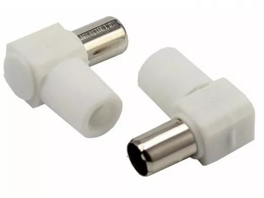 Разъем штекер TV без пайки белый угловой  REXANT