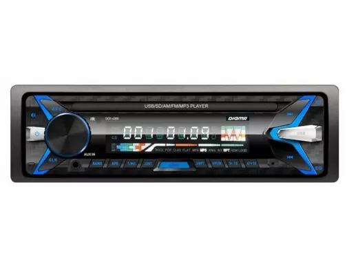 Автомагнитола Digma DCR-400R 1DIN 4*45Вт (USB/AUX/SD/эквалайзер/цв.дисплей)