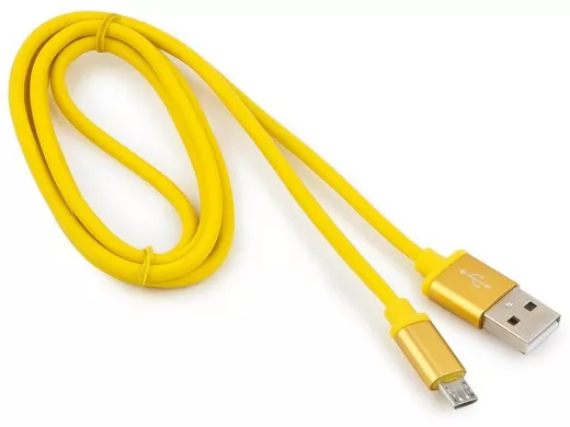 Кабель микро USB (AM/microBM)  1.0 м Cablexpert CC-S-mUSB01Y-1M, USB 2.0,серия Silver,желтый