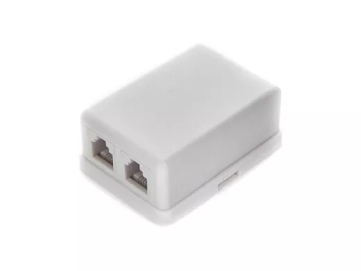 Розетка телефонная TA-102 RJ-11 (6P4C) внешняя 2 порта, белая TA-102