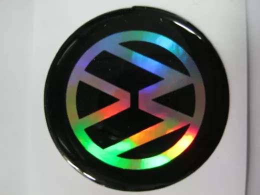 наклейка (объемная) "На колпаки "Volkswagen" наружная голограф., (цвет черный), (комп.4 шт),диам.4см