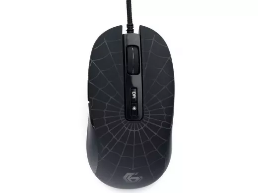 Мышь проводная GEMBIRD MG-560, игровая,USB, 7 кноп,паутина,подсветка 6 цветов, кабель ткань,3200 DPI